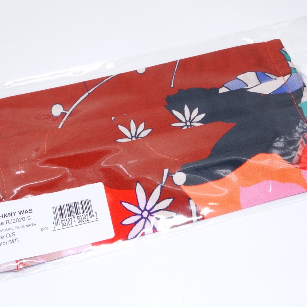 Johnny Was Brick Red Floral Face Cover Mask